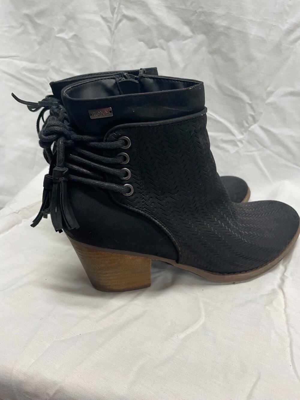 Roxy Women's Devon Boots Size 10 Black Side Zipper 2 1/2in heel